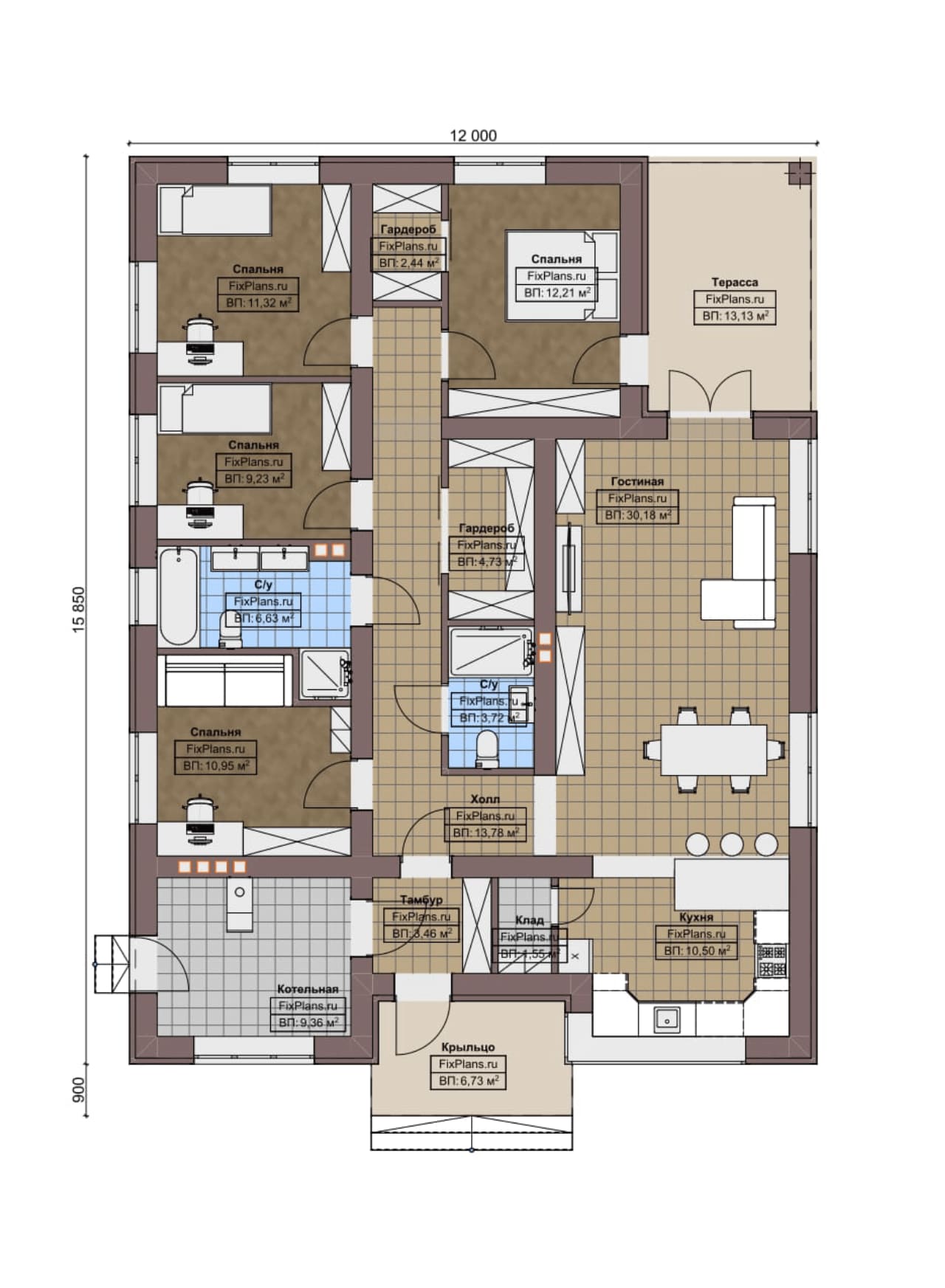 Планировка Одноэтажный дом F-8198