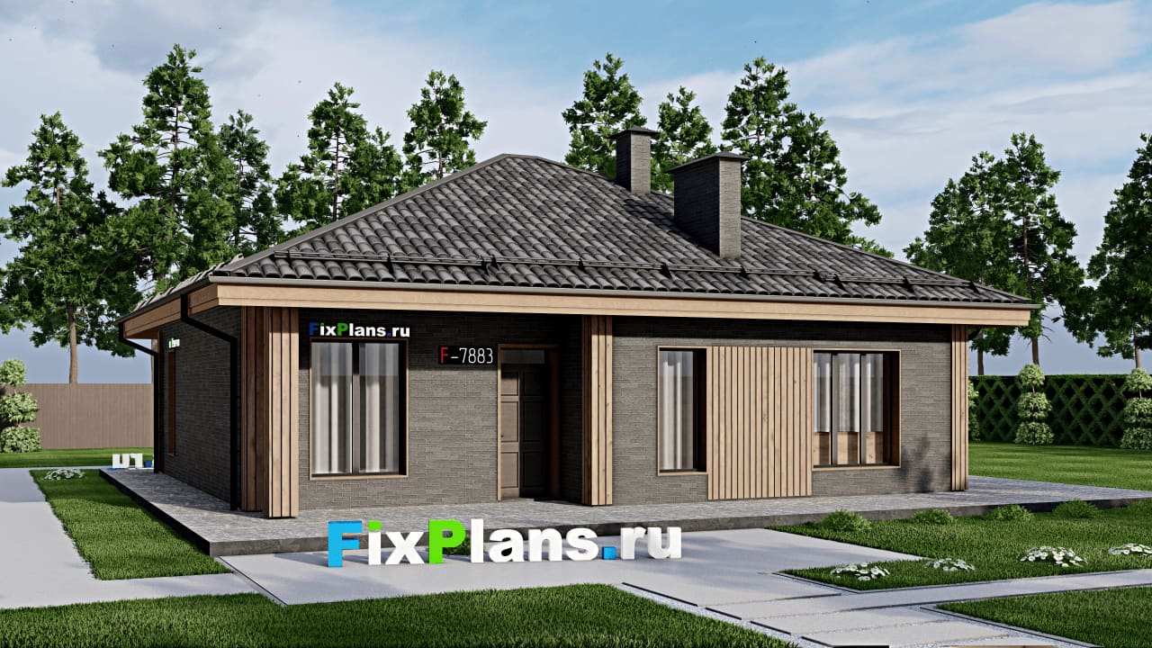 Одноэтажный дом F-7883 — фасад