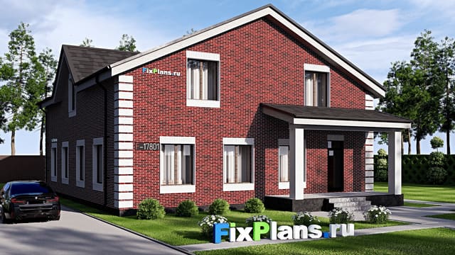 Одноэтажный дом с мансардой  F-17801