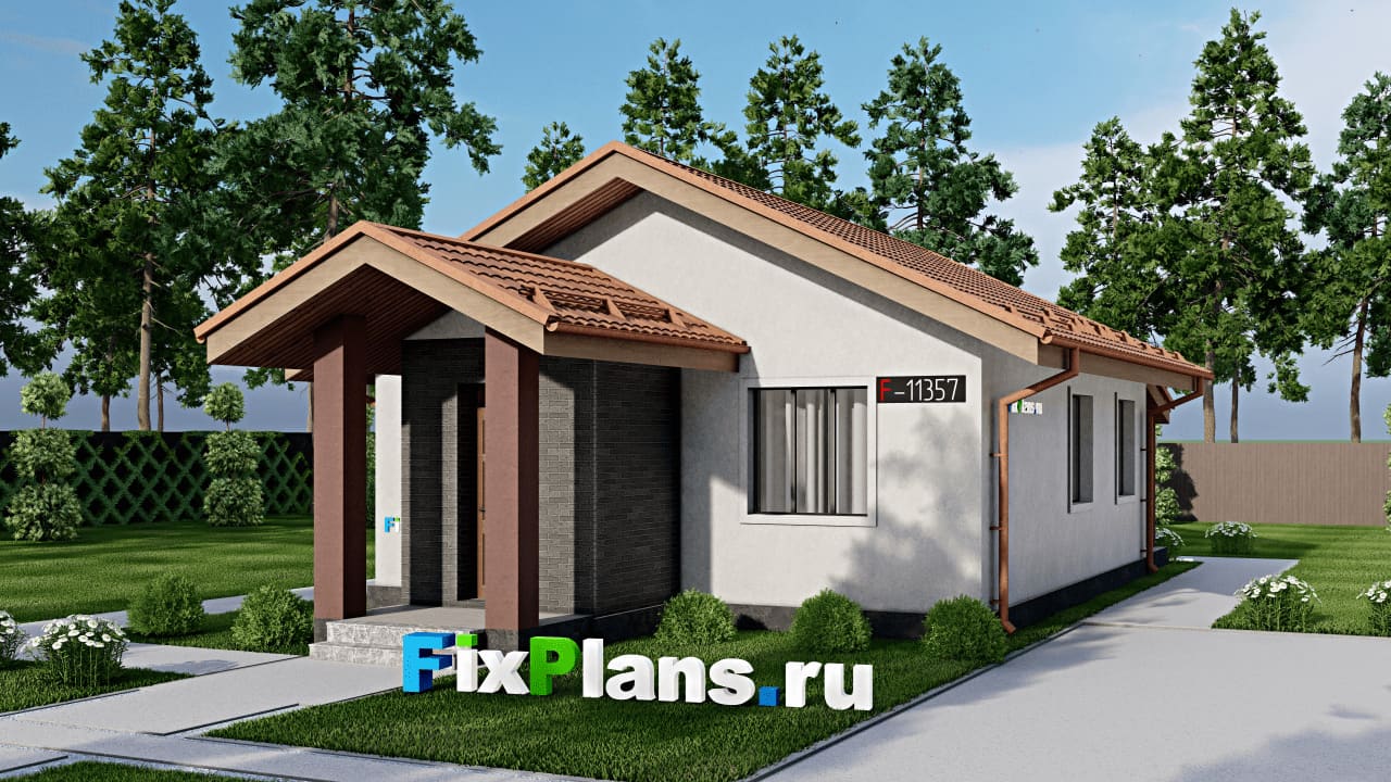 Одноэтажный дом F-11357 — фасад