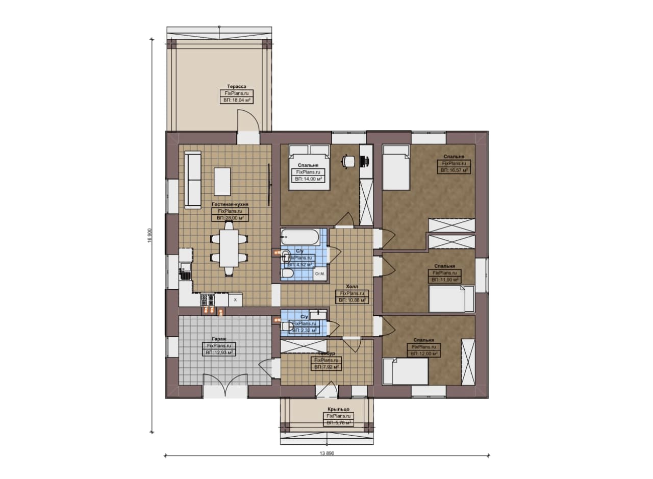 Планировка Одноэтажный дом F-15200