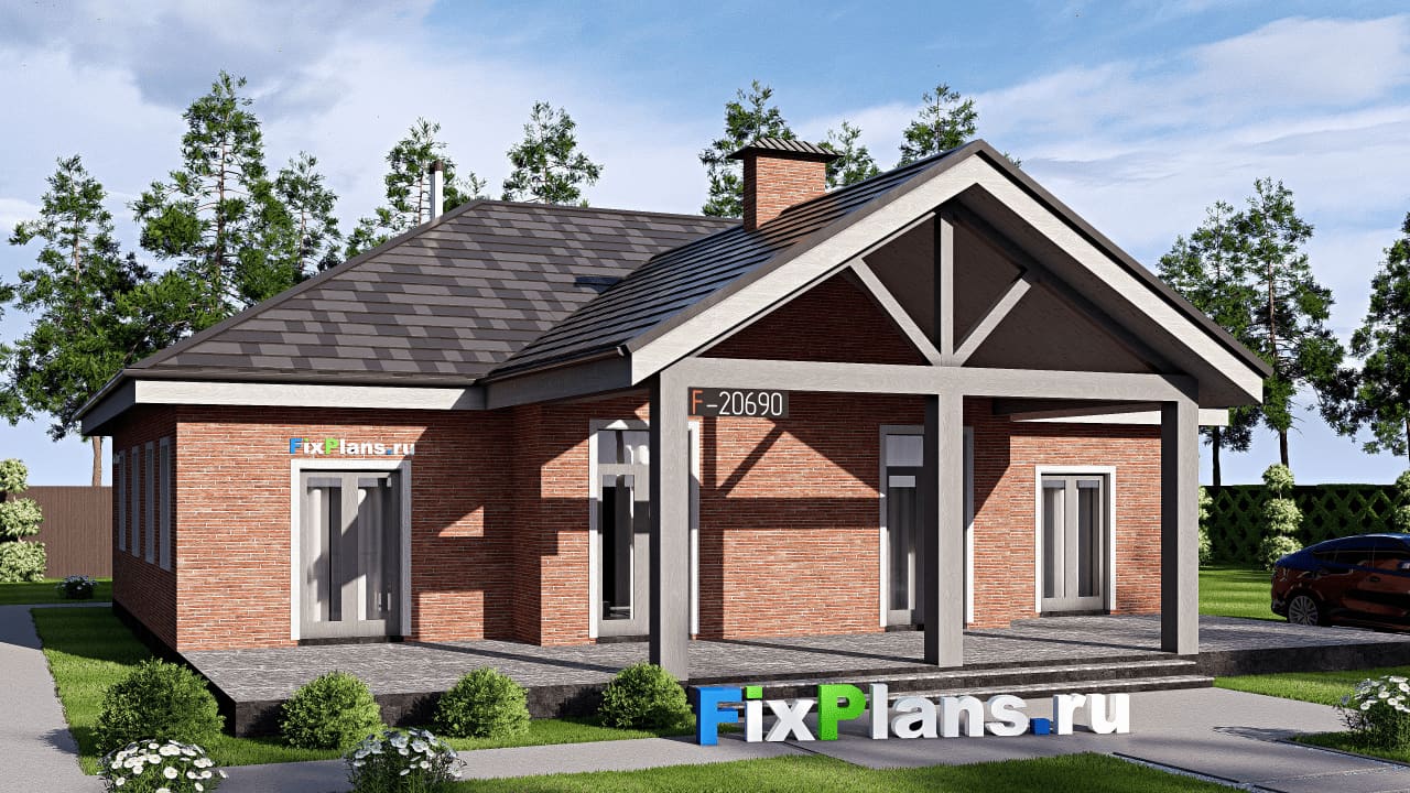 Одноэтажный дом F-20690 — фасад
